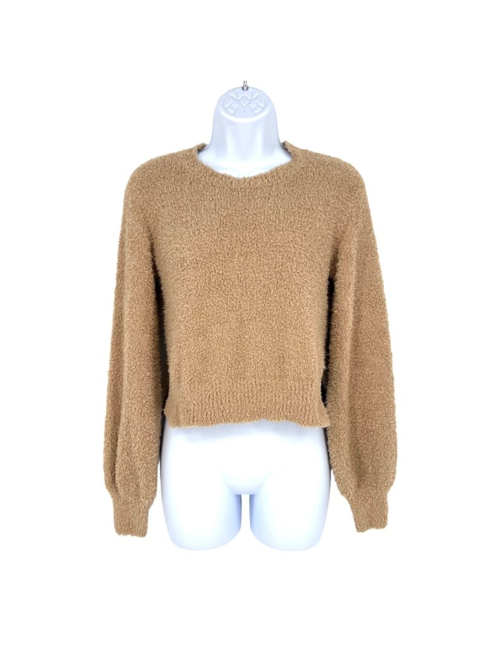 Favlux Teddy Knit Sweater Cozy Girl Warm Minimalist Beige Tan Size Small